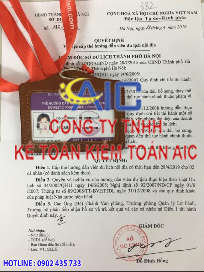 ĐIỀU KIỆN, THỦ TỤC CẤP THẺ HƯỚNG DẪN VIÊN DU LỊCH 